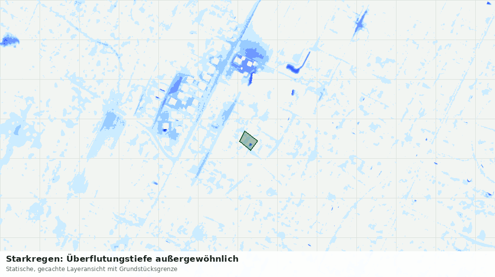 Statische Kartenansicht: Starkregen: Überflutungstiefe außergewöhnlich