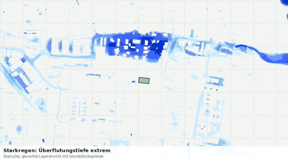 Statische Kartenansicht: Starkregen: Überflutungstiefe extrem