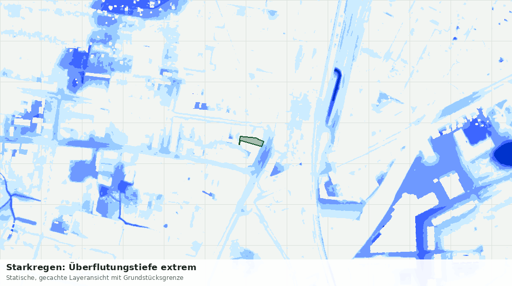 Statische Kartenansicht: Starkregen: Überflutungstiefe extrem