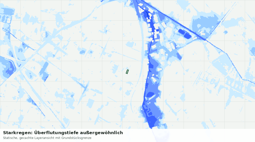 Statische Kartenansicht: Starkregen: Überflutungstiefe außergewöhnlich