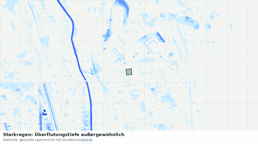 Statische Kartenansicht: Starkregen: Überflutungstiefe außergewöhnlich