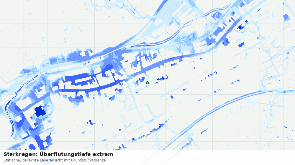Statische Kartenansicht: Starkregen: Überflutungstiefe extrem