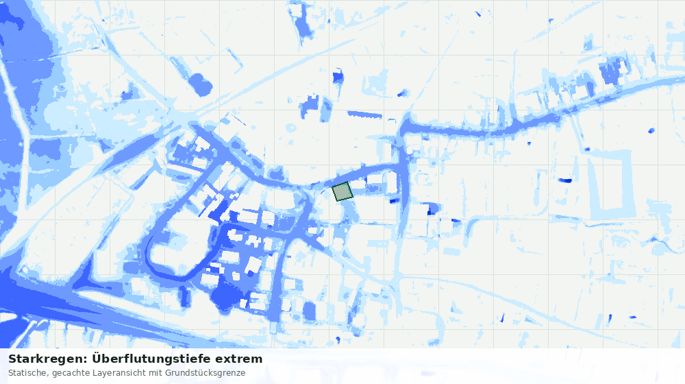 Statische Kartenansicht: Starkregen: Überflutungstiefe extrem