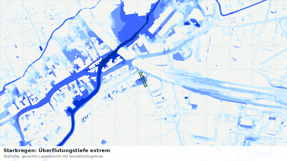 Statische Kartenansicht: Starkregen: Überflutungstiefe extrem