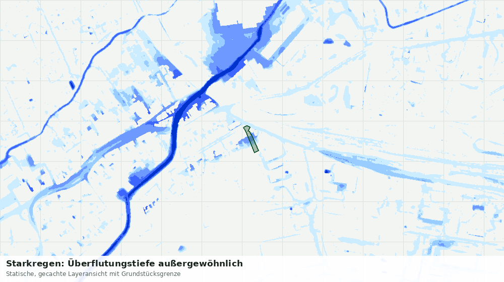Statische Kartenansicht: Starkregen: Überflutungstiefe außergewöhnlich