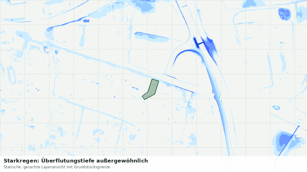 Statische Kartenansicht: Starkregen: Überflutungstiefe außergewöhnlich