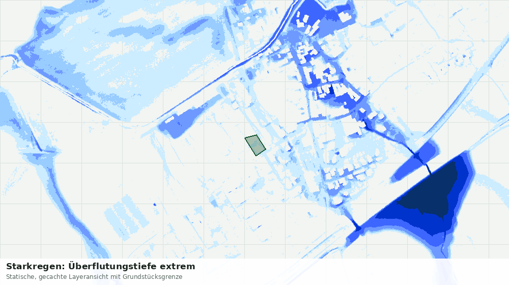 Statische Kartenansicht: Starkregen: Überflutungstiefe extrem