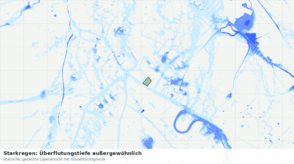 Statische Kartenansicht: Starkregen: Überflutungstiefe außergewöhnlich
