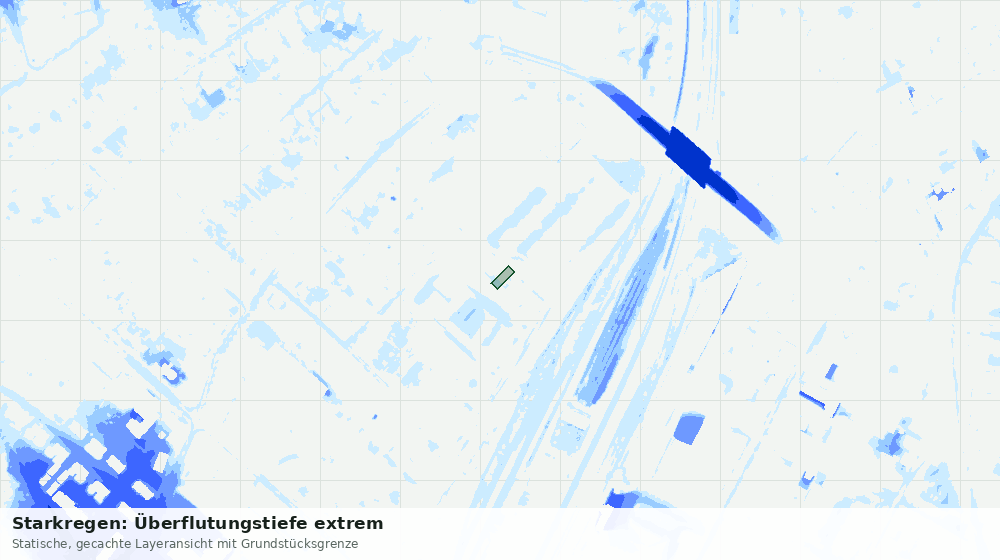 Statische Kartenansicht: Starkregen: Überflutungstiefe extrem