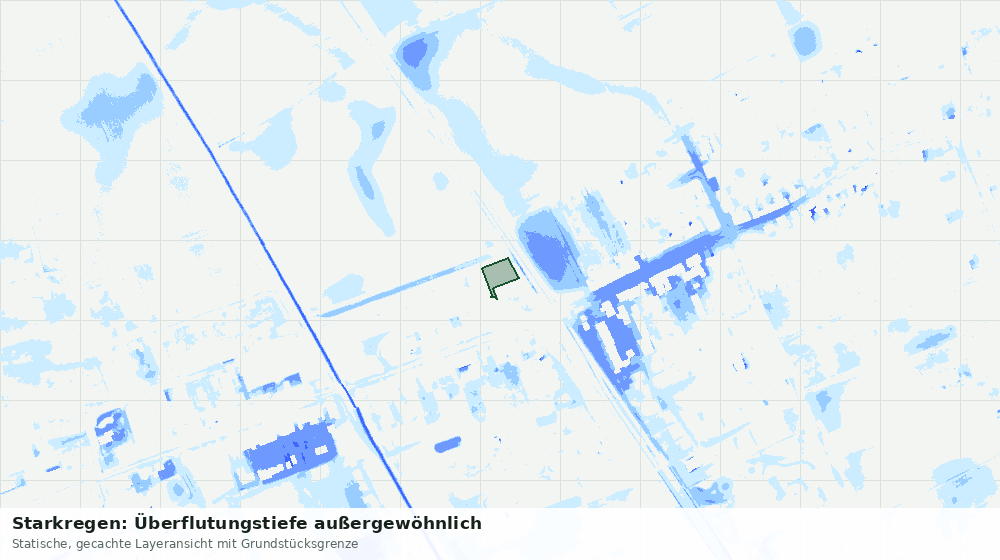 Statische Kartenansicht: Starkregen: Überflutungstiefe außergewöhnlich