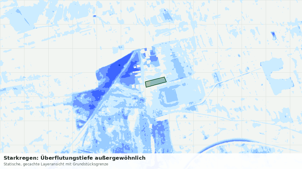 Statische Kartenansicht: Starkregen: Überflutungstiefe außergewöhnlich