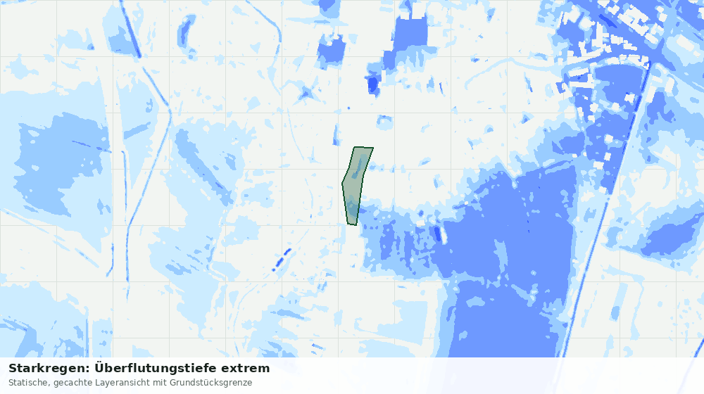 Statische Kartenansicht: Starkregen: Überflutungstiefe extrem