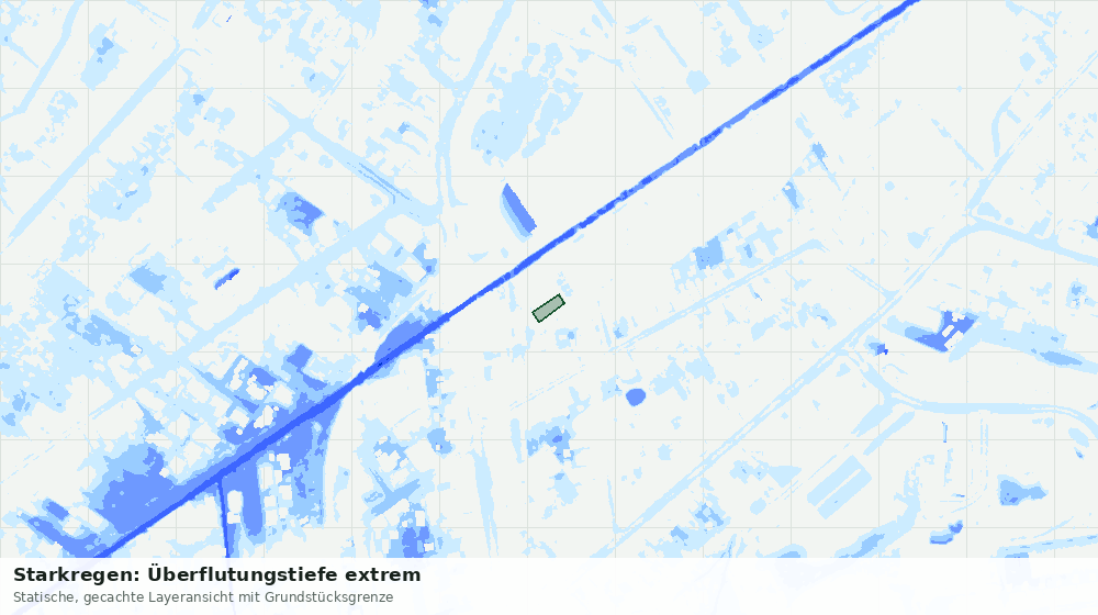 Statische Kartenansicht: Starkregen: Überflutungstiefe extrem