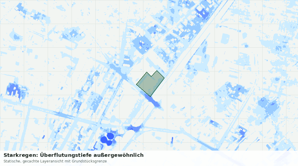 Statische Kartenansicht: Starkregen: Überflutungstiefe außergewöhnlich