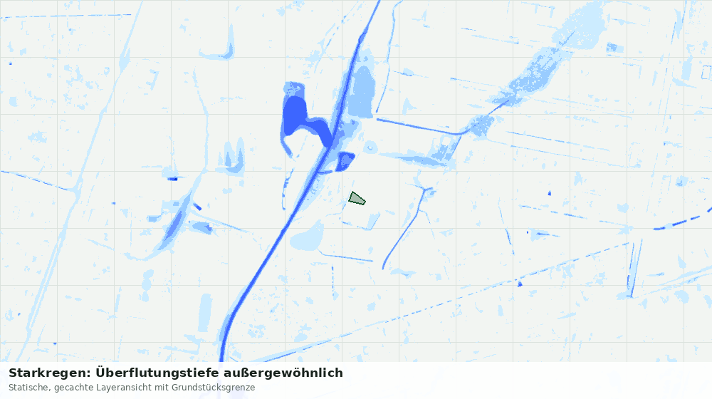 Statische Kartenansicht: Starkregen: Überflutungstiefe außergewöhnlich