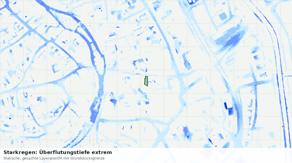 Statische Kartenansicht: Starkregen: Überflutungstiefe extrem