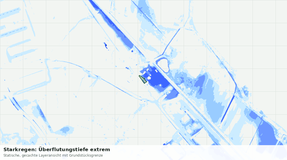 Statische Kartenansicht: Starkregen: Überflutungstiefe extrem