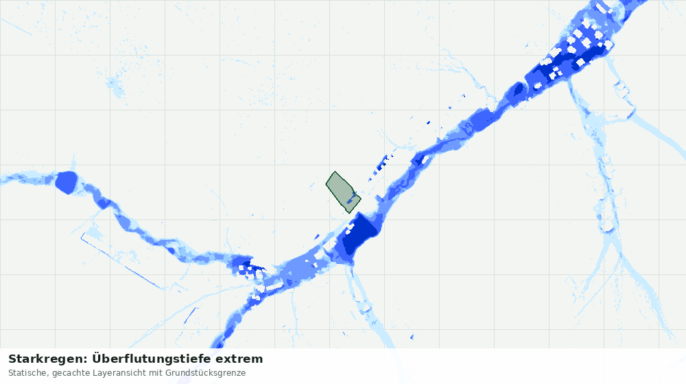 Statische Kartenansicht: Starkregen: Überflutungstiefe extrem