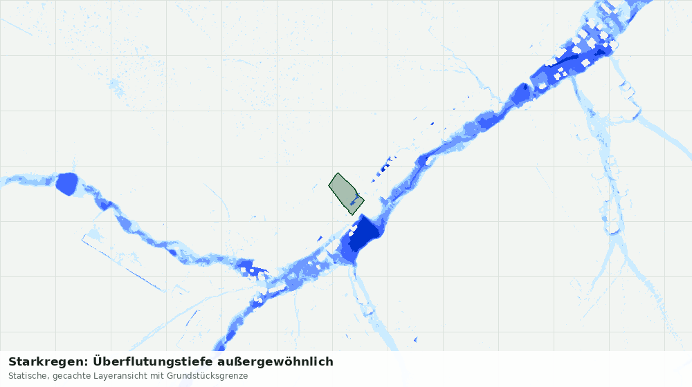 Statische Kartenansicht: Starkregen: Überflutungstiefe außergewöhnlich