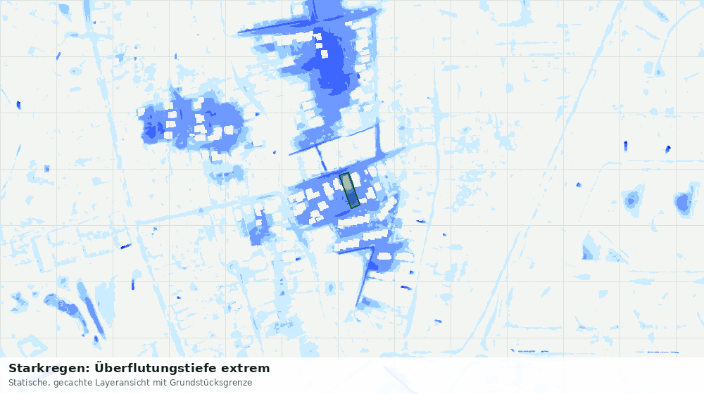 Statische Kartenansicht: Starkregen: Überflutungstiefe extrem