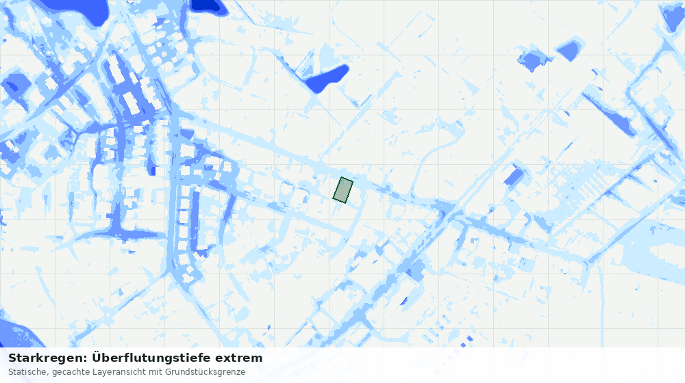Statische Kartenansicht: Starkregen: Überflutungstiefe extrem