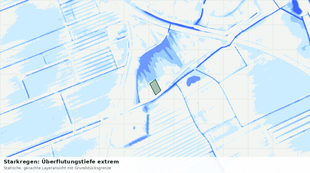 Statische Kartenansicht: Starkregen: Überflutungstiefe extrem