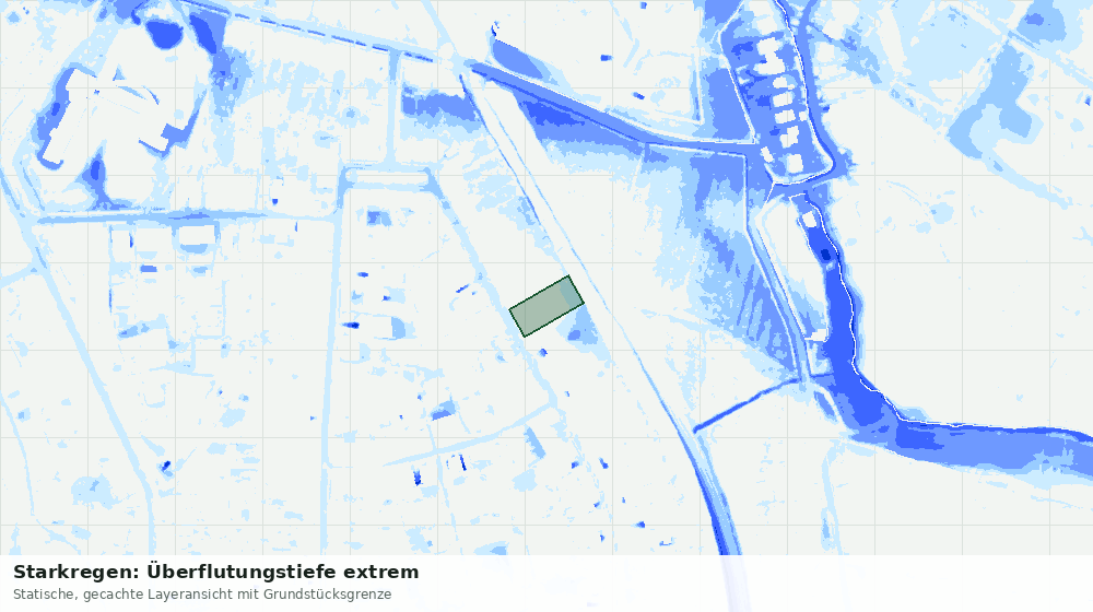 Statische Kartenansicht: Starkregen: Überflutungstiefe extrem