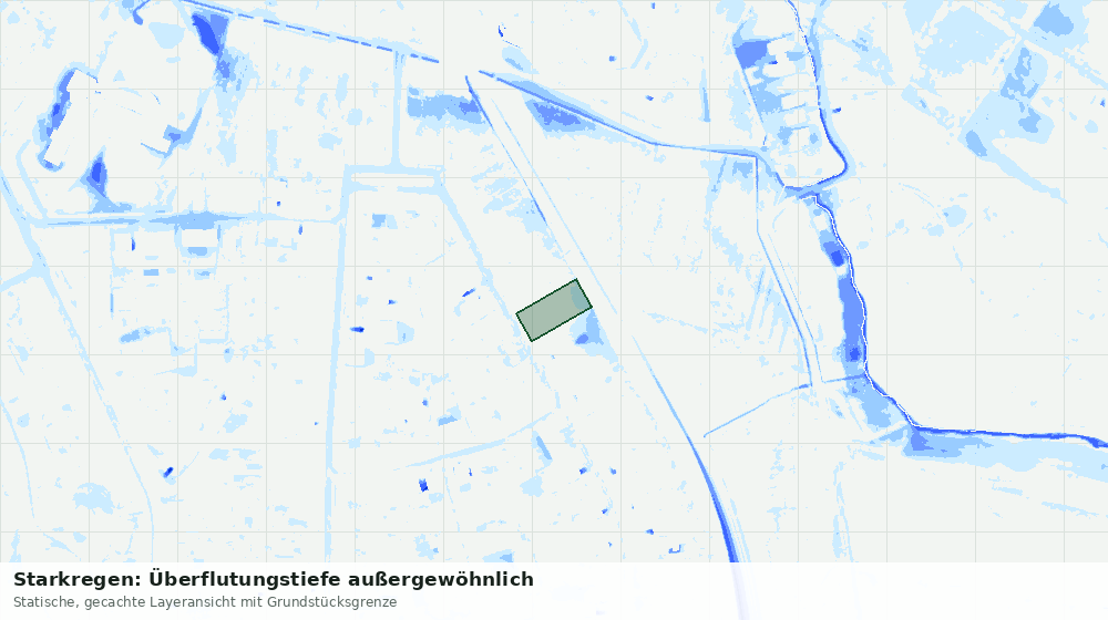 Statische Kartenansicht: Starkregen: Überflutungstiefe außergewöhnlich