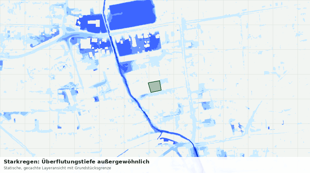Statische Kartenansicht: Starkregen: Überflutungstiefe außergewöhnlich