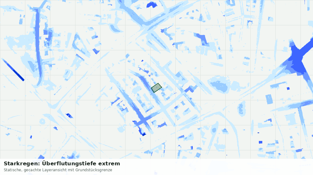Statische Kartenansicht: Starkregen: Überflutungstiefe extrem