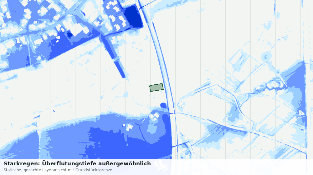 Statische Kartenansicht: Starkregen: Überflutungstiefe außergewöhnlich