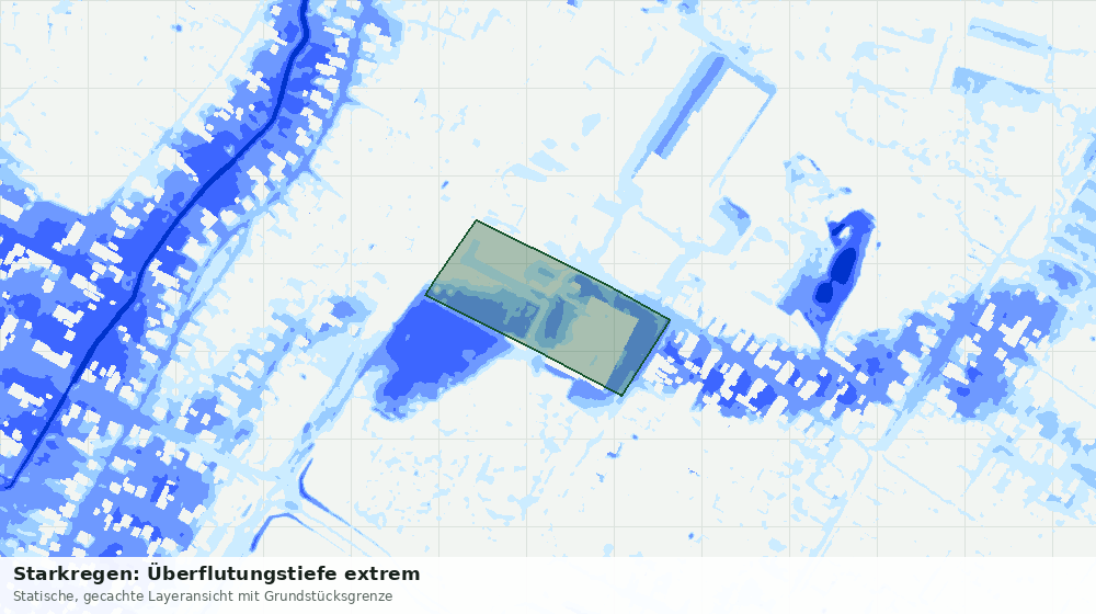 Statische Kartenansicht: Starkregen: Überflutungstiefe extrem