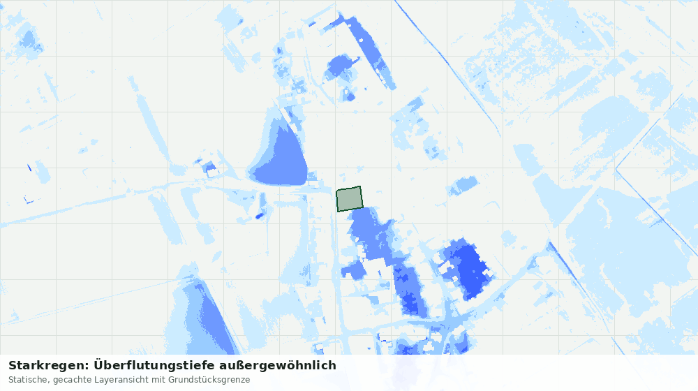 Statische Kartenansicht: Starkregen: Überflutungstiefe außergewöhnlich