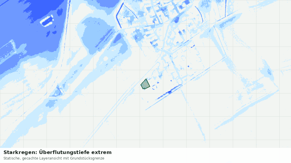 Statische Kartenansicht: Starkregen: Überflutungstiefe extrem