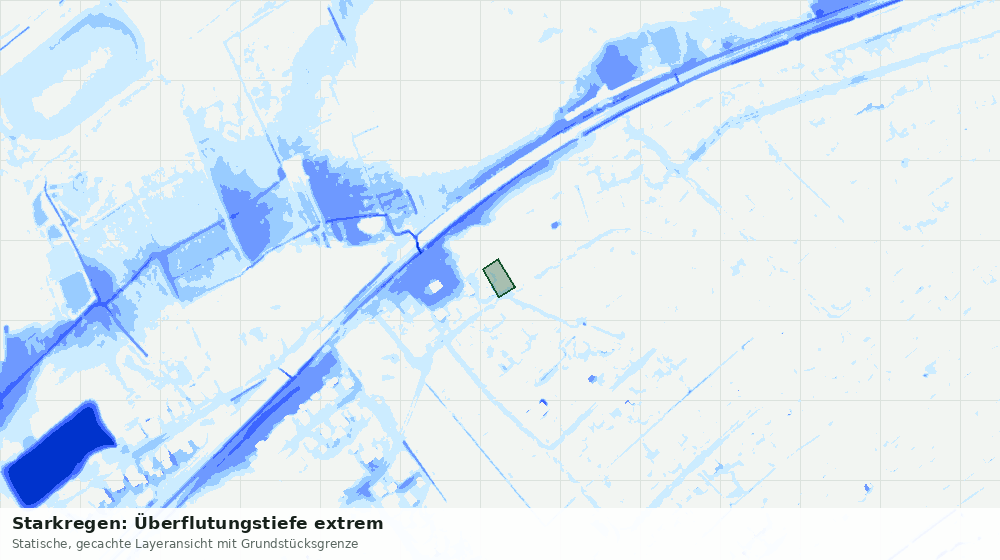 Statische Kartenansicht: Starkregen: Überflutungstiefe extrem