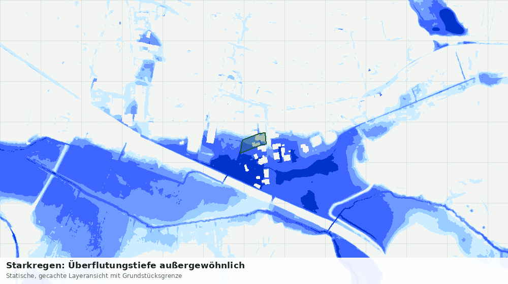 Statische Kartenansicht: Starkregen: Überflutungstiefe außergewöhnlich