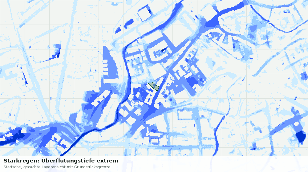 Statische Kartenansicht: Starkregen: Überflutungstiefe extrem