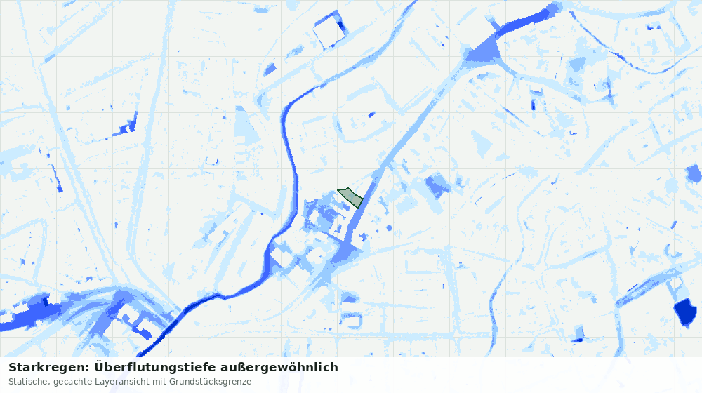 Statische Kartenansicht: Starkregen: Überflutungstiefe außergewöhnlich