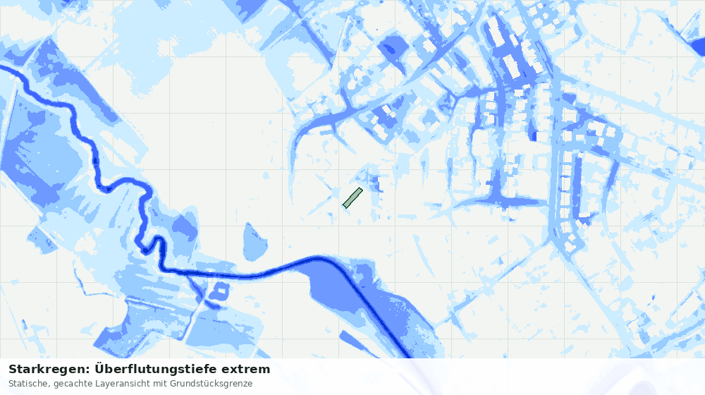 Statische Kartenansicht: Starkregen: Überflutungstiefe extrem
