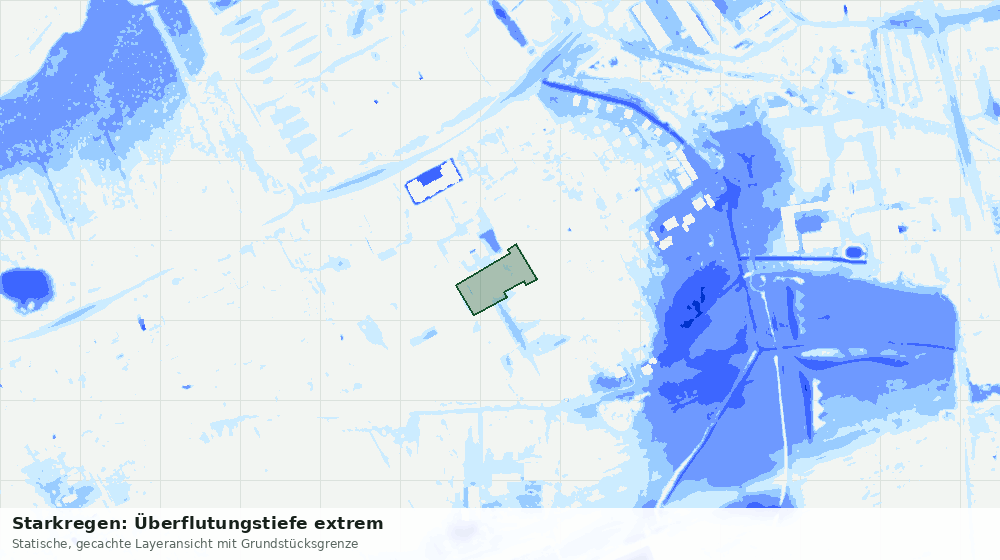 Statische Kartenansicht: Starkregen: Überflutungstiefe extrem