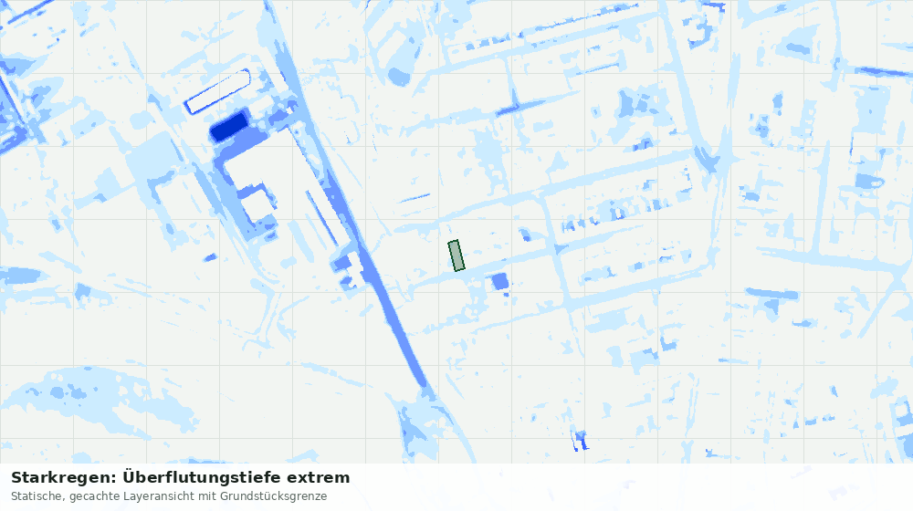 Statische Kartenansicht: Starkregen: Überflutungstiefe extrem