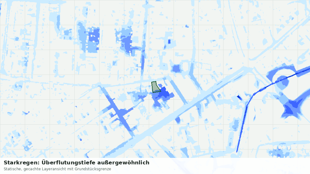 Statische Kartenansicht: Starkregen: Überflutungstiefe außergewöhnlich