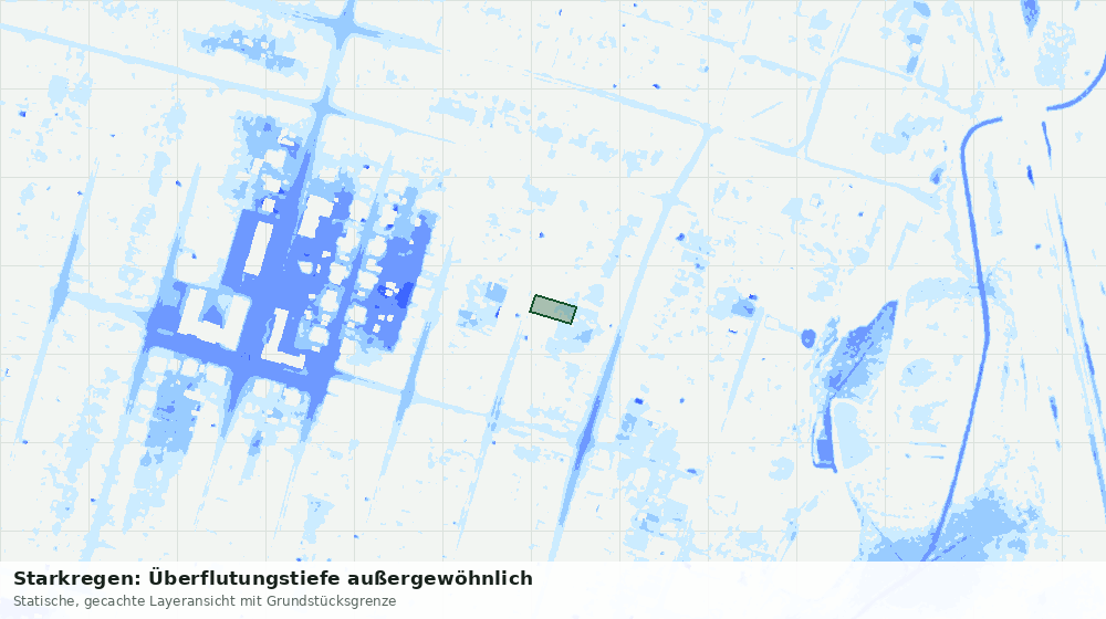 Statische Kartenansicht: Starkregen: Überflutungstiefe außergewöhnlich
