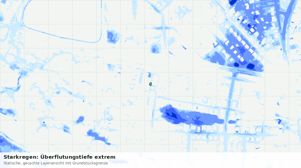 Statische Kartenansicht: Starkregen: Überflutungstiefe extrem