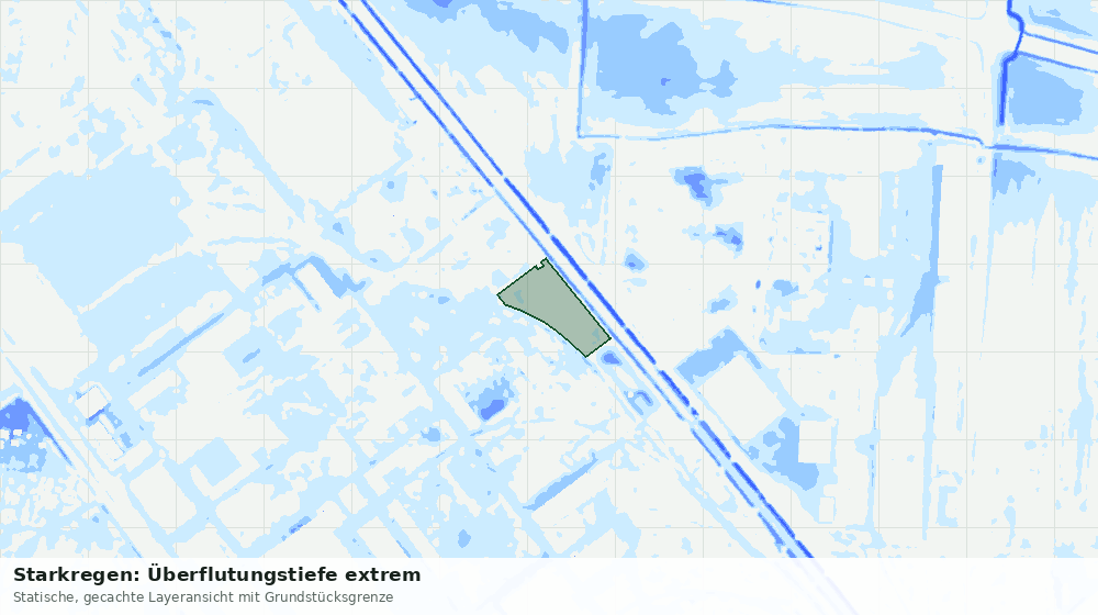 Statische Kartenansicht: Starkregen: Überflutungstiefe extrem