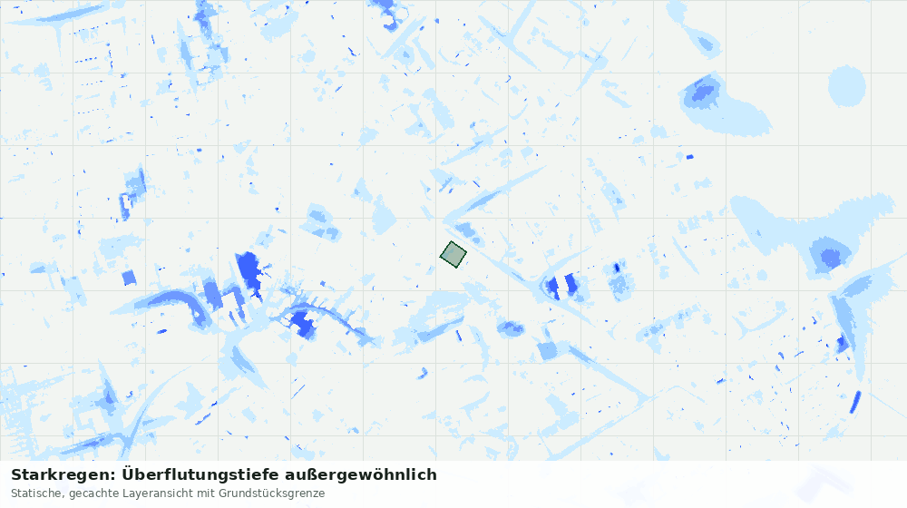 Statische Kartenansicht: Starkregen: Überflutungstiefe außergewöhnlich