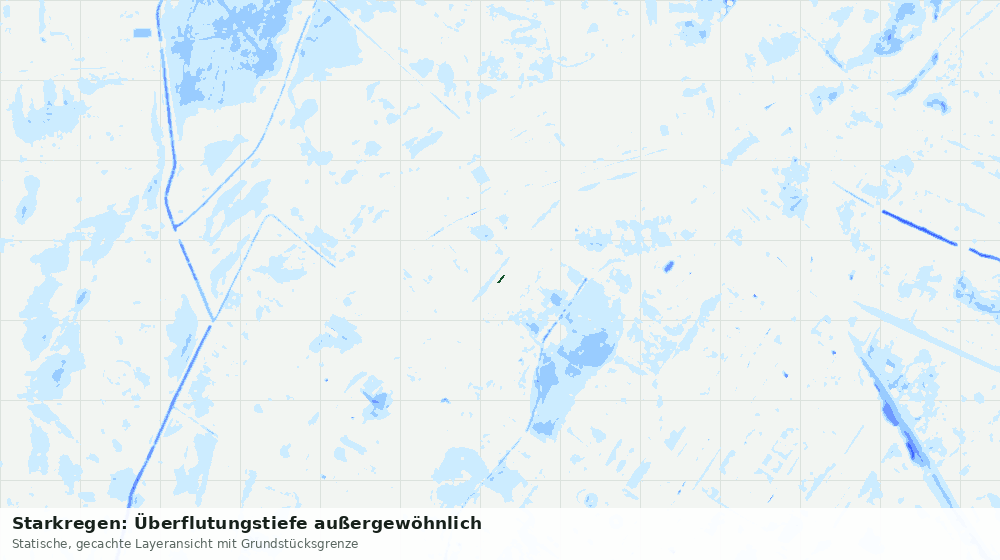 Statische Kartenansicht: Starkregen: Überflutungstiefe außergewöhnlich