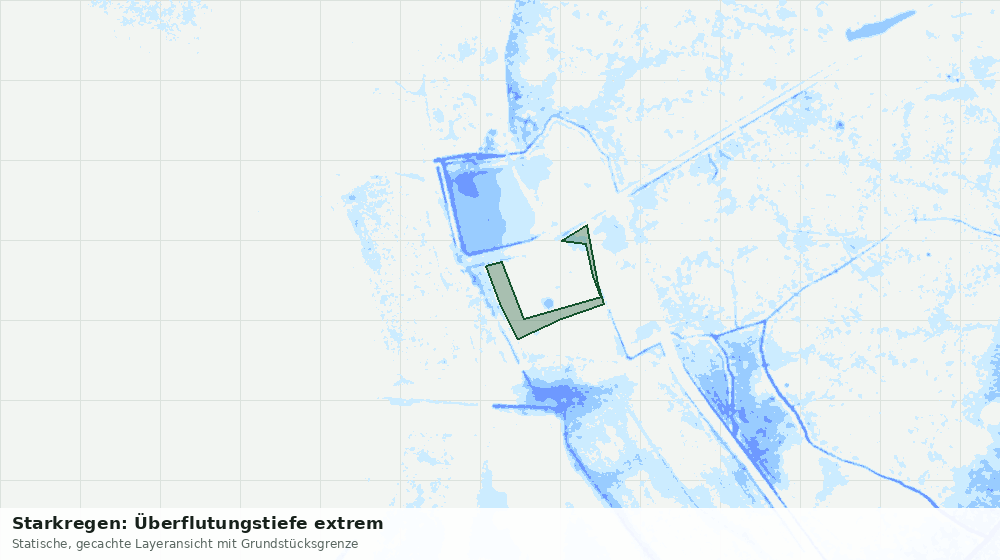 Statische Kartenansicht: Starkregen: Überflutungstiefe extrem
