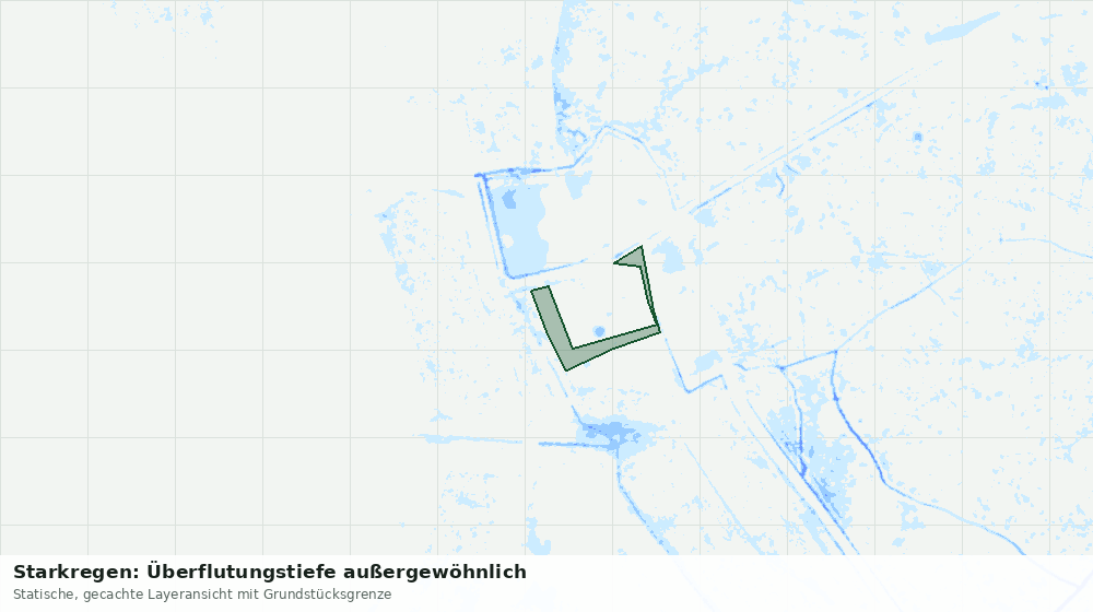 Statische Kartenansicht: Starkregen: Überflutungstiefe außergewöhnlich