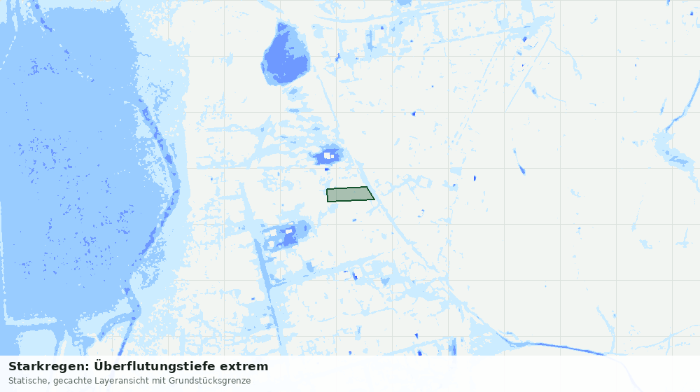 Statische Kartenansicht: Starkregen: Überflutungstiefe extrem